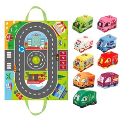 Coche juguete Montessori bebé suave – Mapa libro tela sensorial
