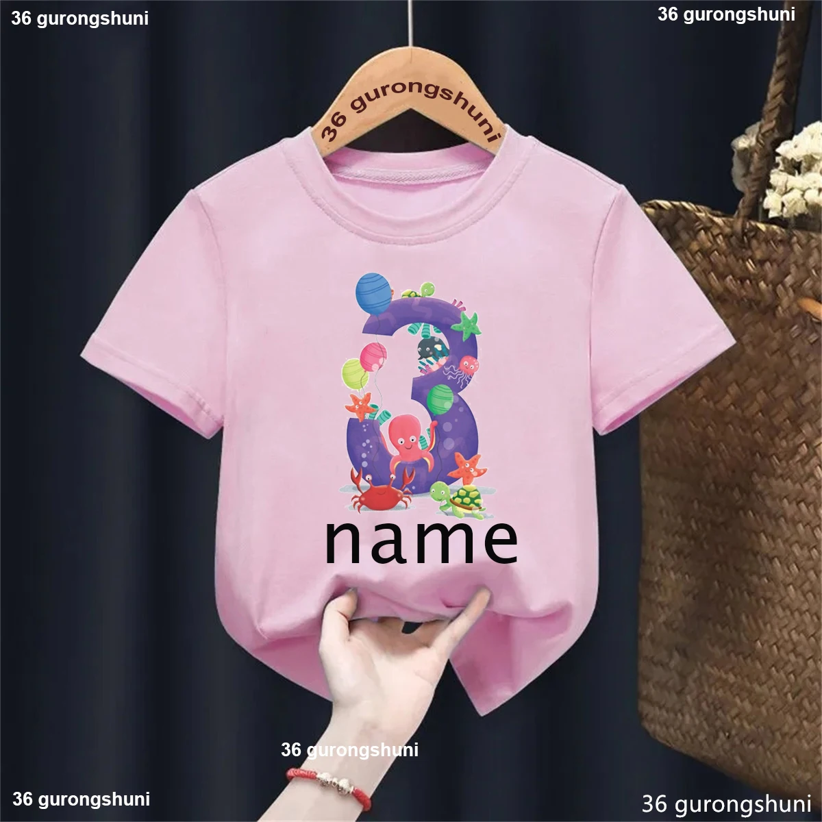 Camiseta con nombre para niño y niña – Diseño tortuga marina - imagen 4