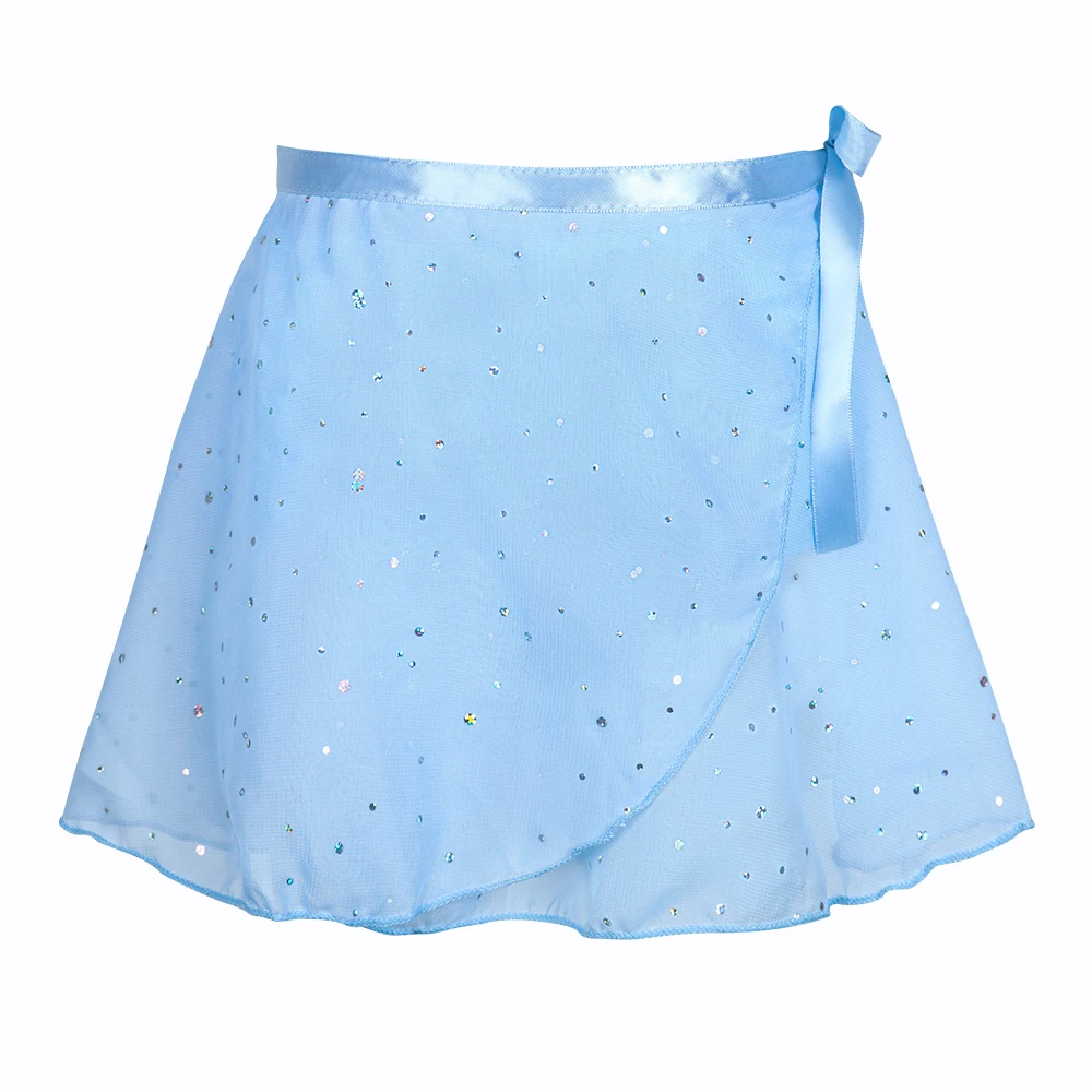 Falda de ballet envolvente ajustable de gasa brillante para niñas - imagen 3