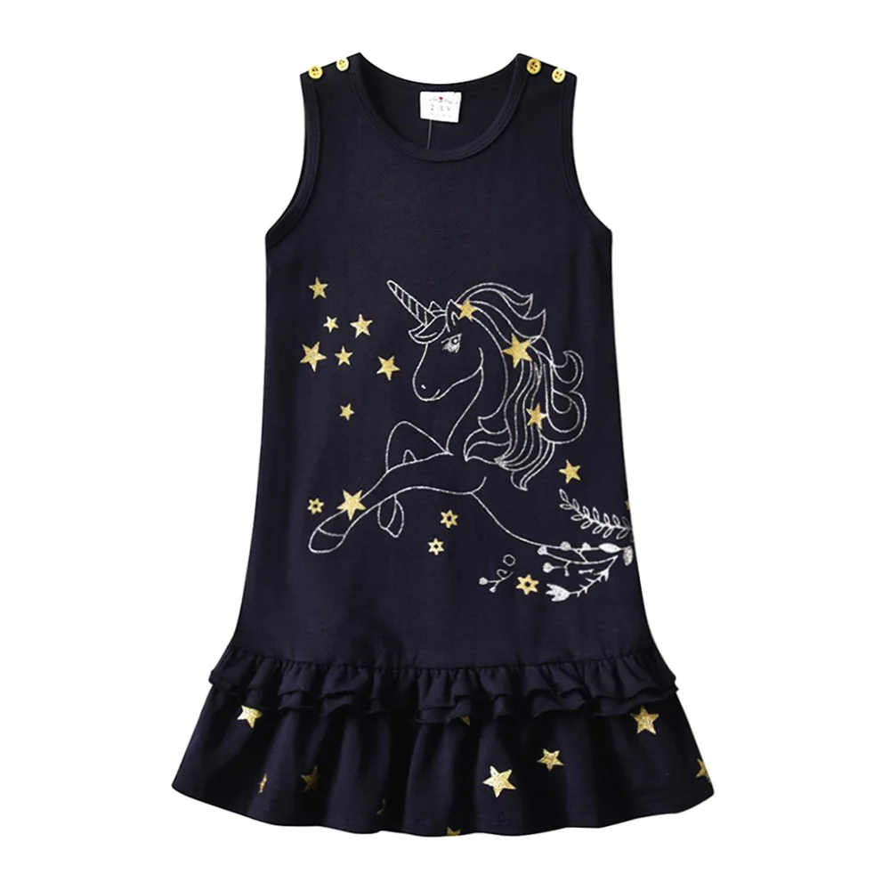 DXTON Vestido princesa de algodón para niñas con unicornio - imagen 2