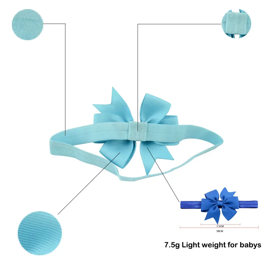 1 pieza de diademas elásticas clásicas para niñas, banda para el pelo con lazo hecha a mano, turbante, accesorios para el cabello para recién nacidos - imagen 3