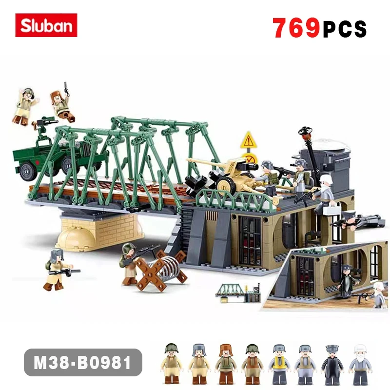 769 Uds. WW2 batalla de Budapest puente escena bloques de construcción clásico vista de guerra modelo ladrillos conjunto con figuras niños DIY juguete para regalo