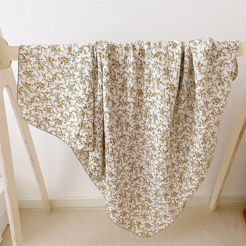 Manta envolvente de algodón y muselina con estampado Floral para bebé, manta receptora de gasa suave para recién nacidos, funda de cama para niños - imagen 3