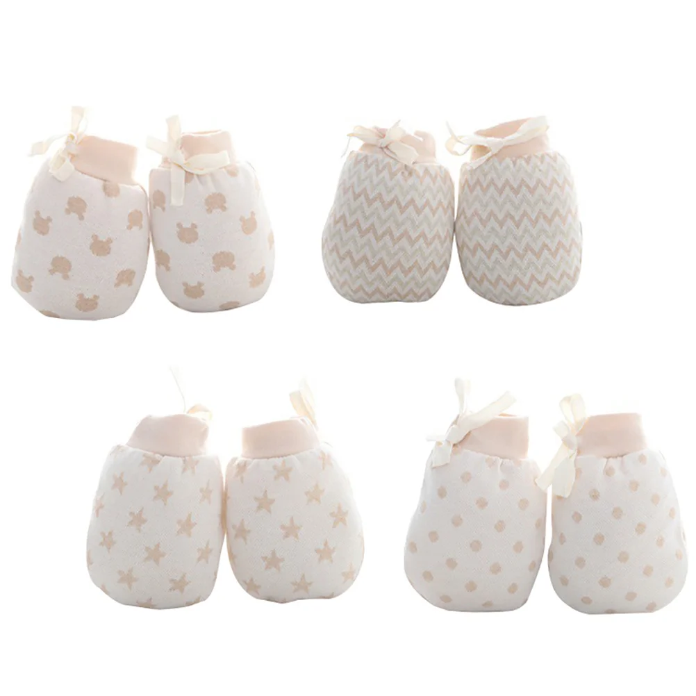 4 pares de guantes antiarañazos para bebé, manoplas cálidas de invierno, guantes de protección infantil de algodón suave para recién nacido, muñeca ajustable - imagen 5