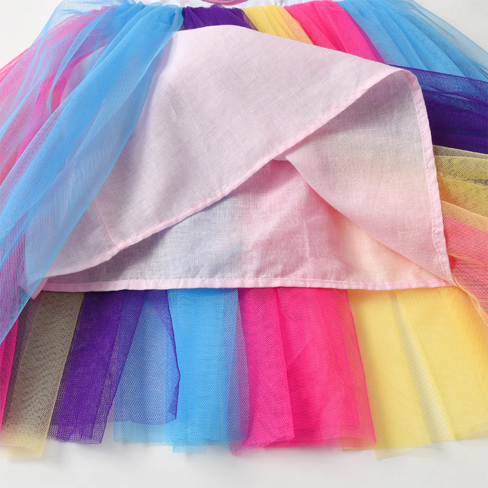 DXTON Vestido de fiesta para niña sin mangas – Tul con volantes - imagen 4