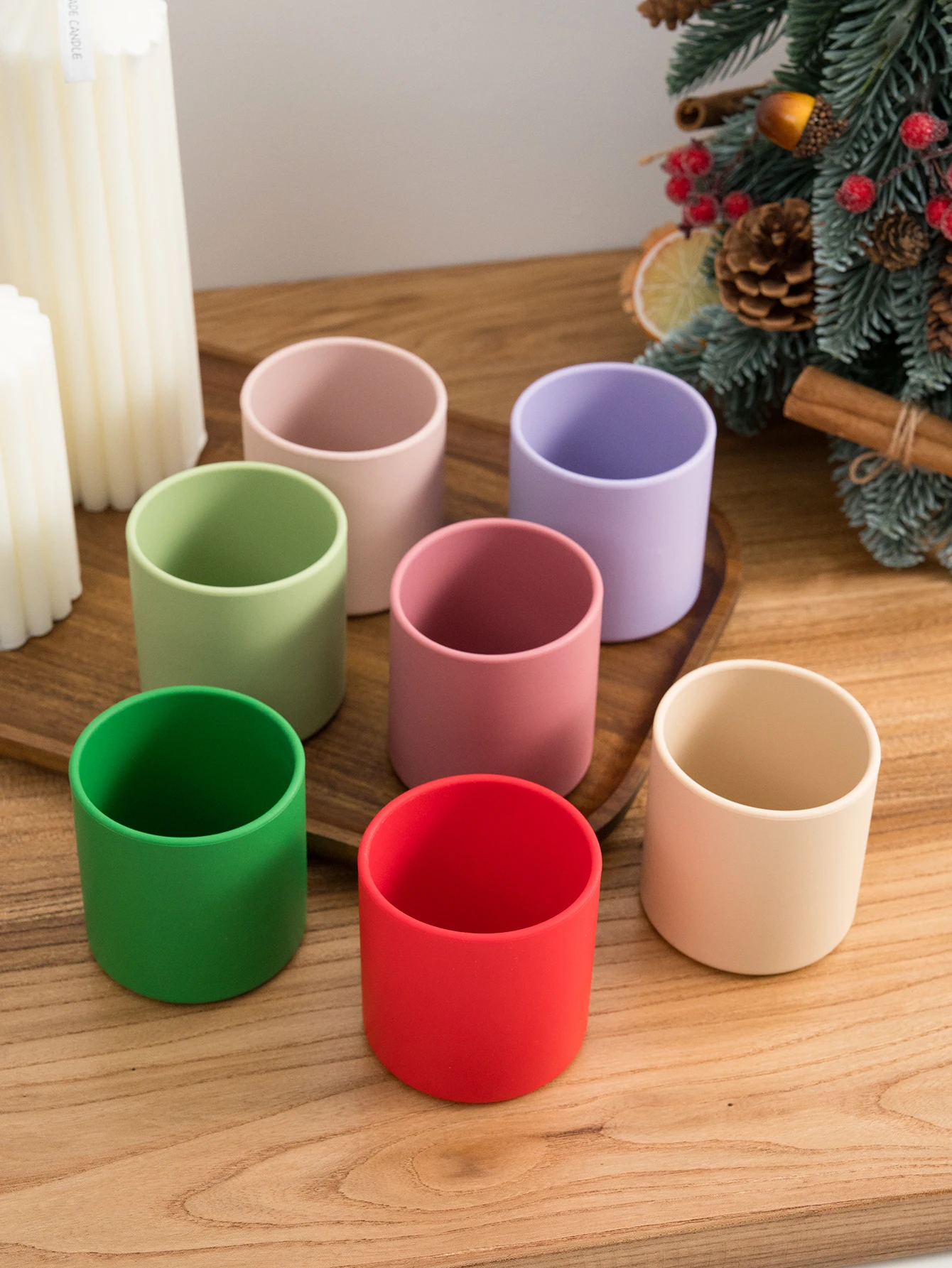 Taza de silicona para bebé de Color, 1 unidad, sin BPA, taza para beber líquido para alimentación infantil, autoalimentación, destete, vajilla de regalo de Navidad - imagen 2