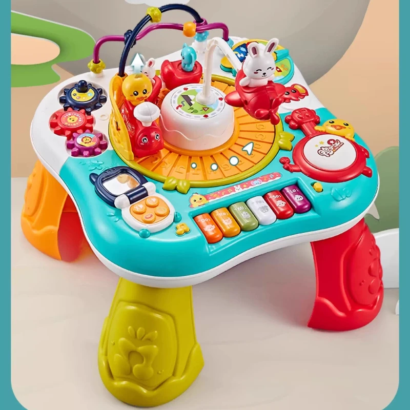 Mesa de actividades multifuncional para bebés, juguete educativo para 6-12 meses más, escritorio de aprendizaje desmontable, múltiples modos, regalo para niños y niñas - imagen 5