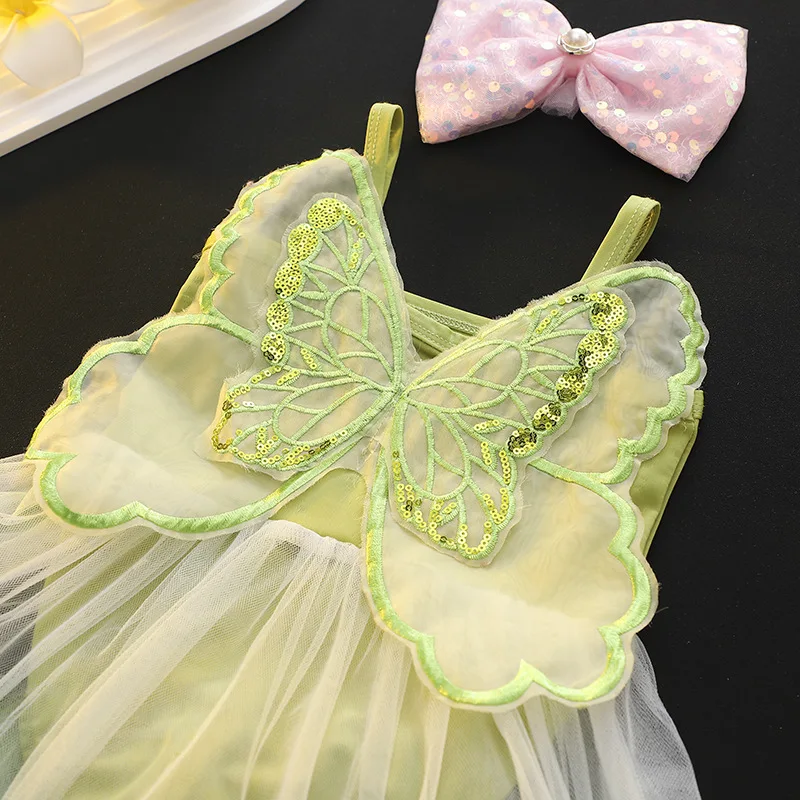 Vestido de baño para niñas con alas y lazo – Malla una pieza verano - imagen 4