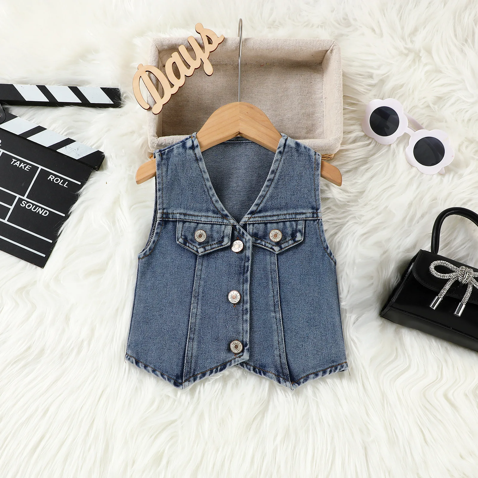 Conjunto verano niña camiseta vaquera sin mangas y falda boutique - imagen 3