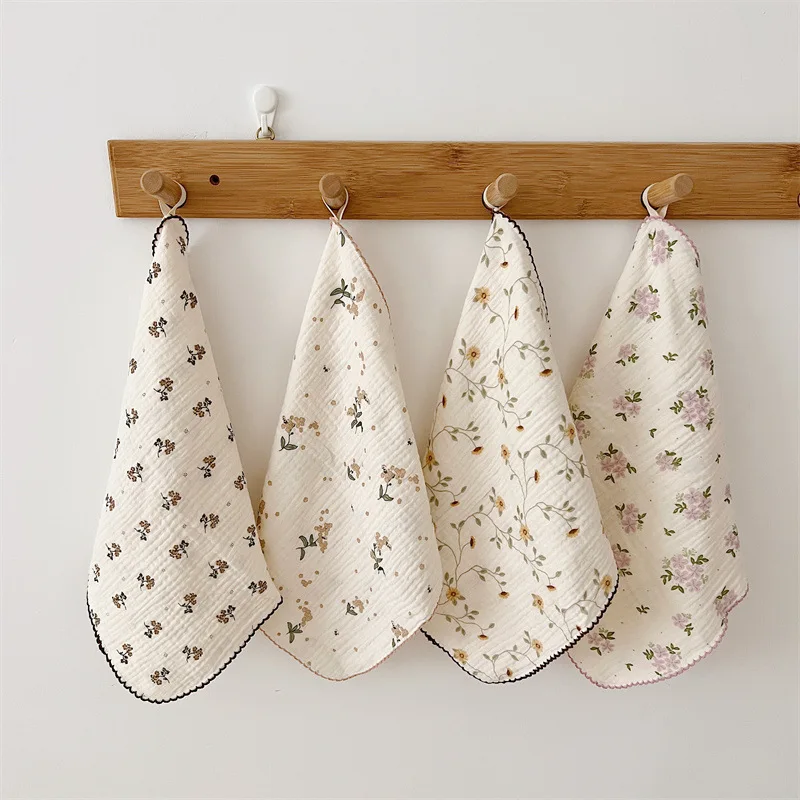 Toallitas de muselina florales Vintage para la cara del bebé, toallitas absorbentes suaves para recién nacidos, cuadrados de muselina para bebé de 30x30cm - imagen 2
