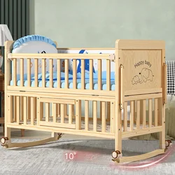 Cama nido multifuncional de madera maciza con ruedas para bebé