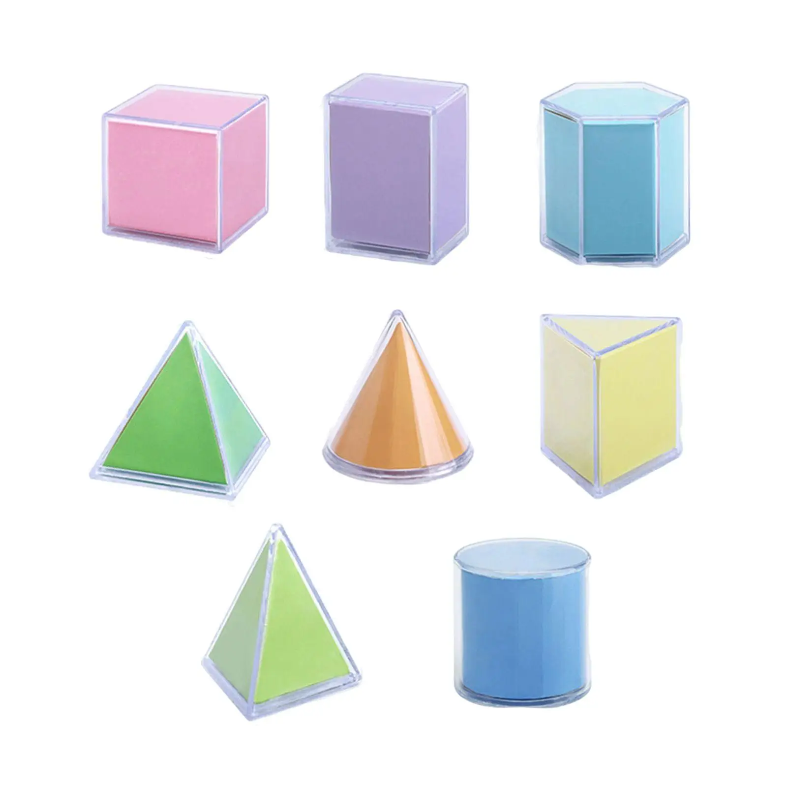 8x Transparent 3D Shapes Geometric Montessori Toys Educational Toy Shape Sorter