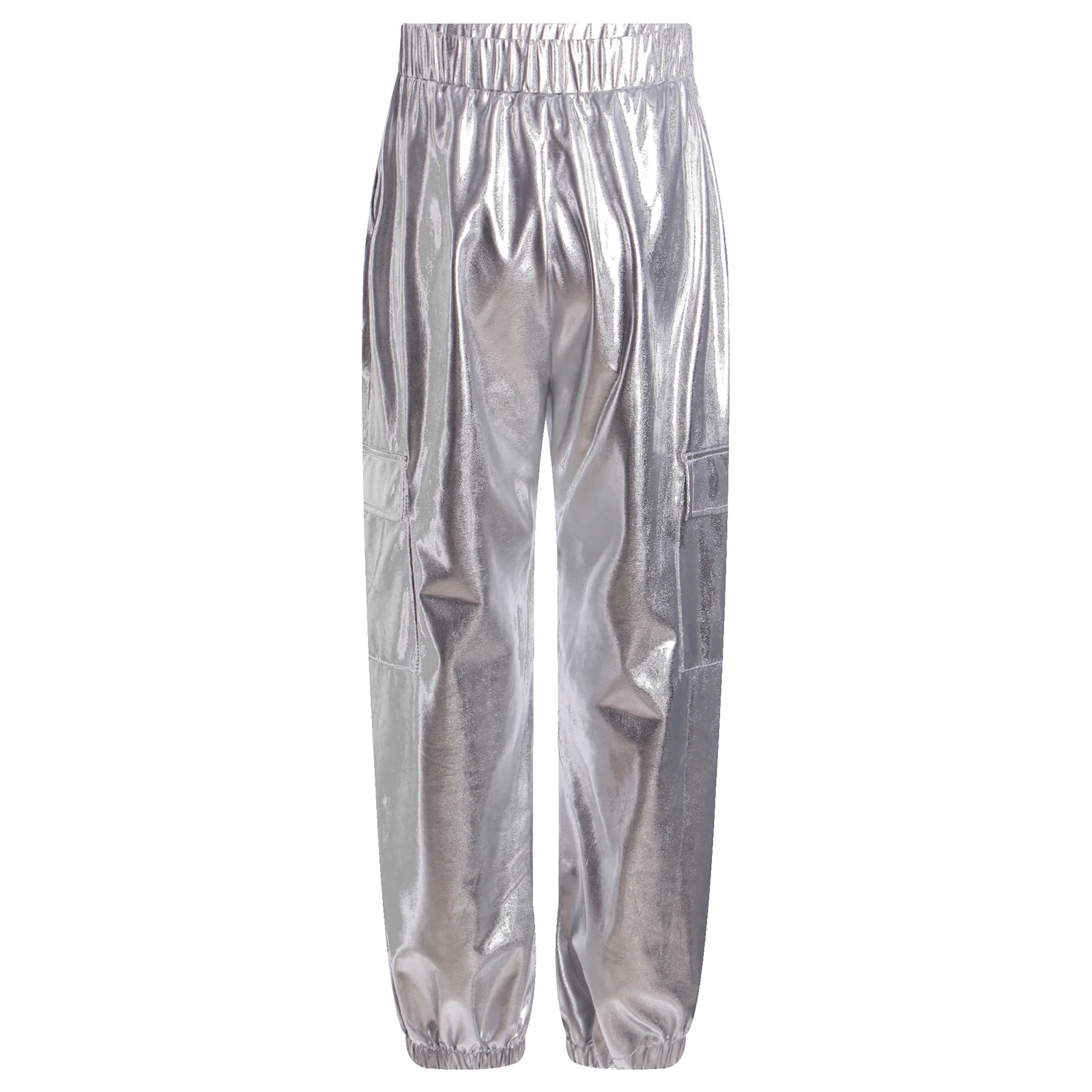 Pantalones de baile jazz hip-hop metálicos para niños con bolsillos - imagen 2