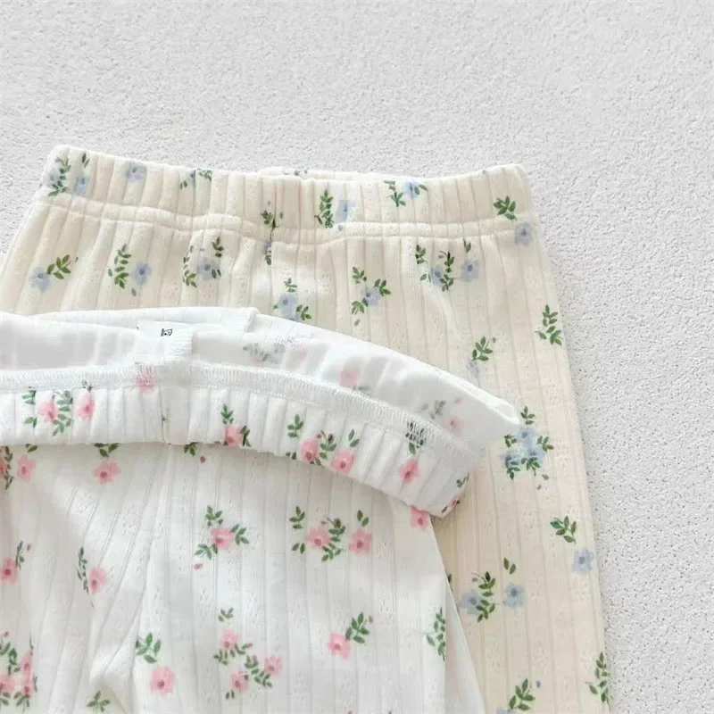 Conjunto pijama floral de algodón para niña con encaje – Otoño - imagen 5