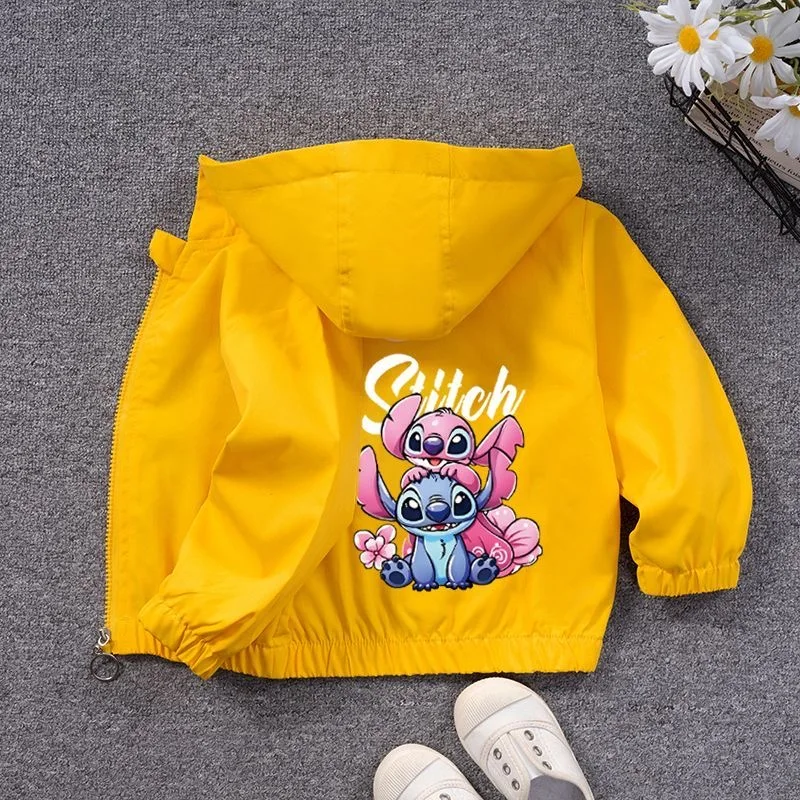 Primavera otoño bebé niñas niños chaqueta con capucha moda dibujos animados Lilo y Stitch prendas de vestir exteriores Tops niños rompevientos abrigo niños ropa - imagen 3