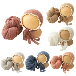 Set gorro de punto con manta envolvente elástica para recién nacido