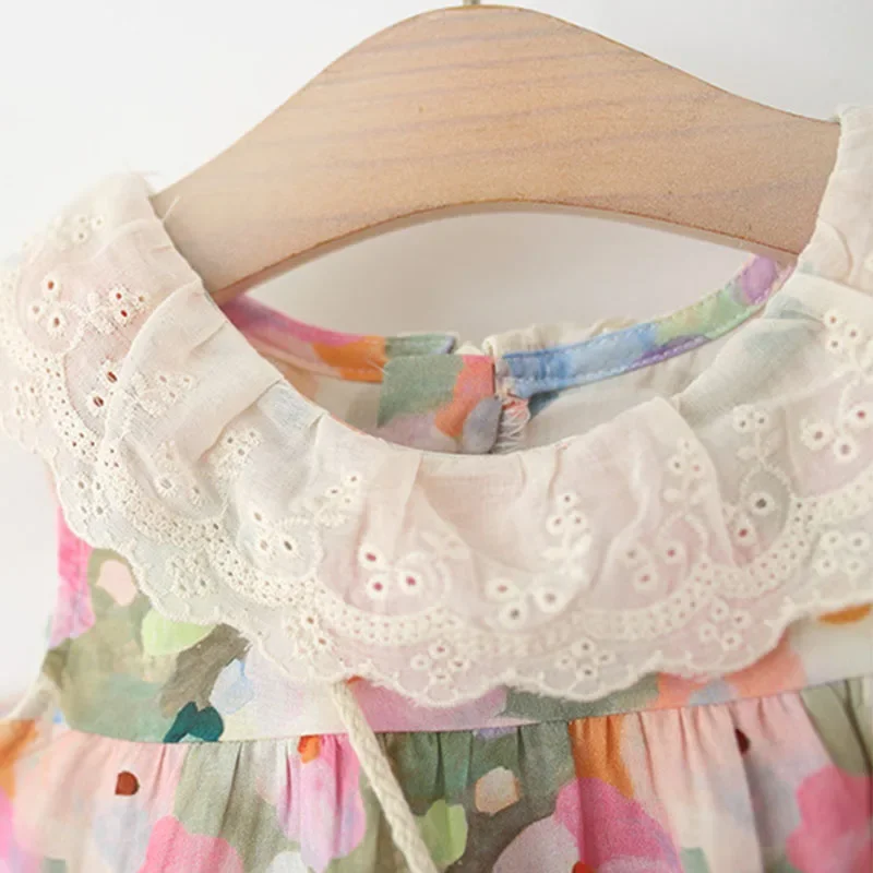 Ropa de verano para niñas pequeñas, 2 piezas, moda coreana, bonito cuello de muñeca, sin mangas, estampado, vestidos de princesa para bebés + bolsa, vestido para niños B034 - imagen 4