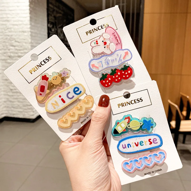 3 uds. De pinzas para el pelo de oso de dibujos animados para niñas, horquillas laterales con flequillo, pasadores decorativos para el cabello, accesorios de estilo para el cabello a la moda - imagen 3