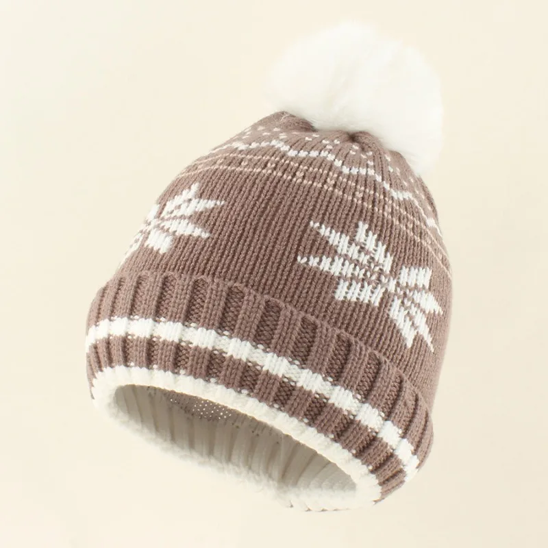 Gorro de punto de invierno para niños – Jacquard con copo de nieve retro