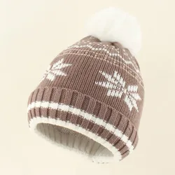 Gorro de punto de invierno para niños – Jacquard con copo de nieve retro
