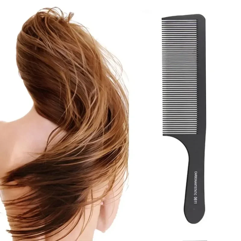 Peine de corte de pelo plano negro, herramienta de corte de pelo resistente al calor, peines antiestáticos de carbono para peluquería y estilista, 1 ud. - imagen 2