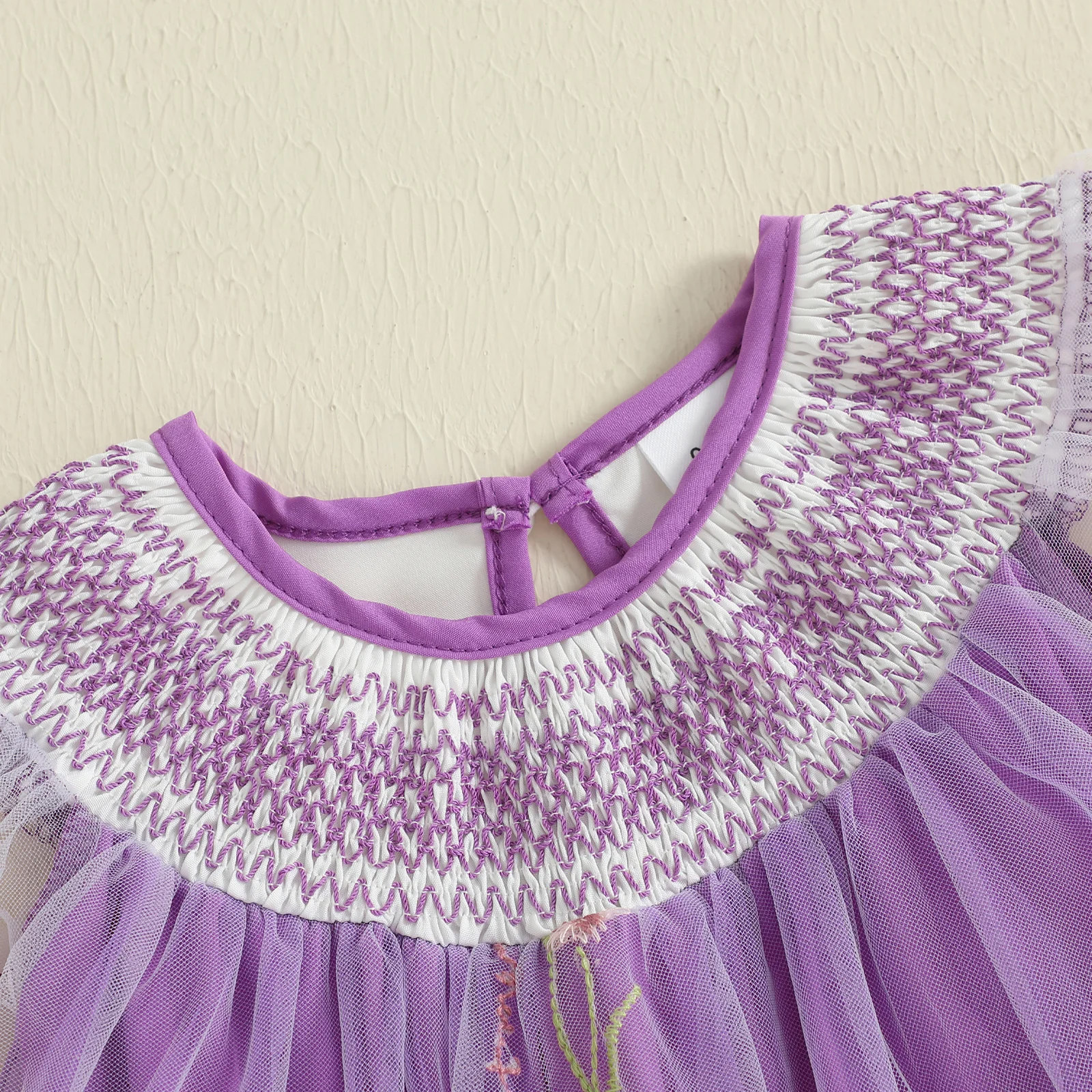 SUNSIOM-Pelele de verano para niña de 0 a 18 meses, mono ahumado con bordado Floral de manga corta, vestido de malla, mono para recién nacido - imagen 4