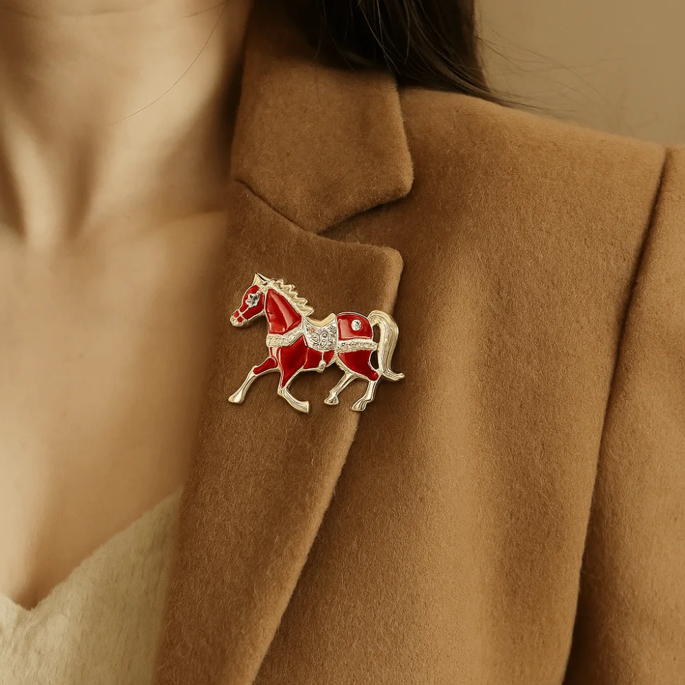 Broche de Caballo de Esmalte de Lujo con Pedrería, Estilo Chino Retro, Pin del Zodiaco, Amuleto de Personalidad, Pin Clásico de Animal para Solapa, Regalos de Año Nuevo - imagen 3
