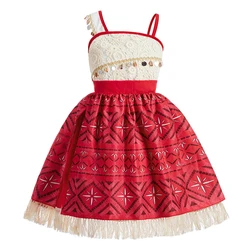 Vestido estilo polinesio para niñas – Tirantes y cinturón de conchas