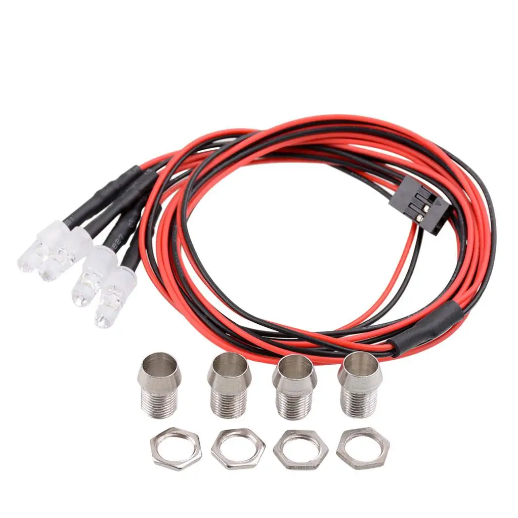 Headlights for 1/5 1/8 1/10 1/12 1/16 RC Car Truck 4 LED Light Kit White