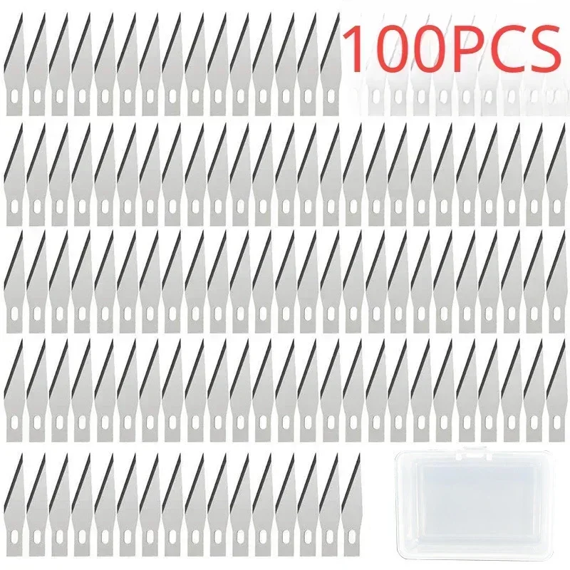 Bisturí para manualidades de alimentos y frutas, nuevo cuchillo de 50/100 Uds., herramienta de corte de escultura de madera DIY, cuchillas de grabado de Metal, cuchillos para tallado de madera