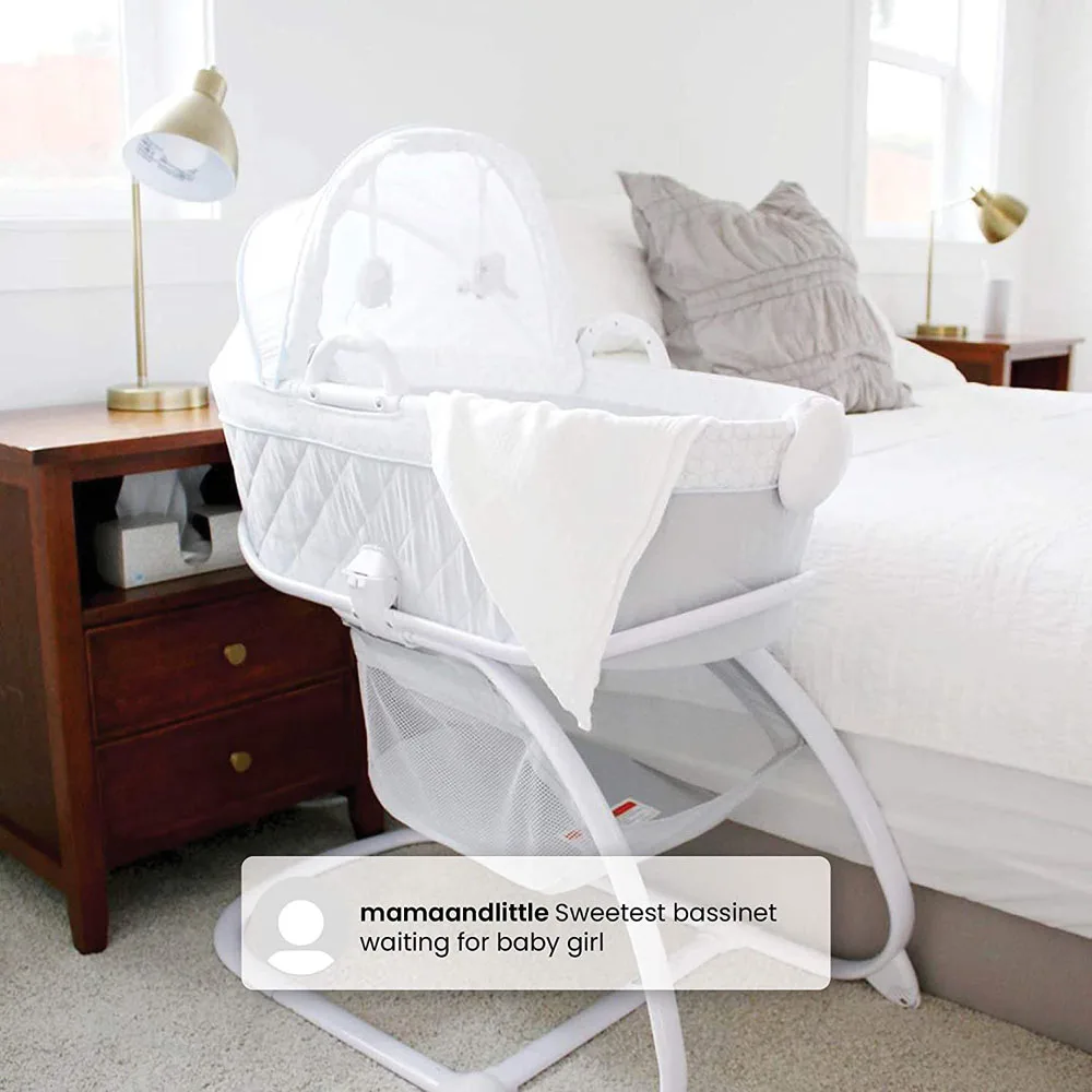 Cama mecedora para bebé 2 en 1 con estante para juguetes, una llave de moisés a cuna, marco de tubo de acero grueso, cuna mecedora musical infantil - imagen 5