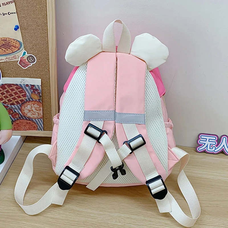 Mochila para guardería de bebé, mochila escolar de nailon con oso de dibujos animados, almacenamiento versátil, bolso de hombro aplicado, lindas mochilas antipérdida para niños - imagen 5