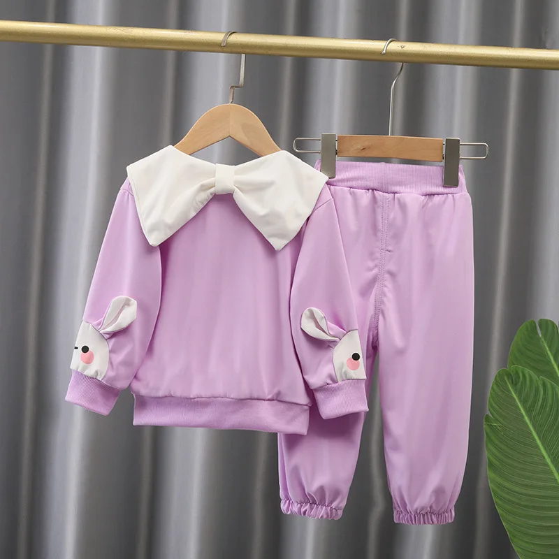 Nueva ropa de bebé de primavera y otoño, camiseta de manga larga para niñas, pantalones, 2 unids/set, disfraz informal de moda infantil, chándales para niños - imagen 4