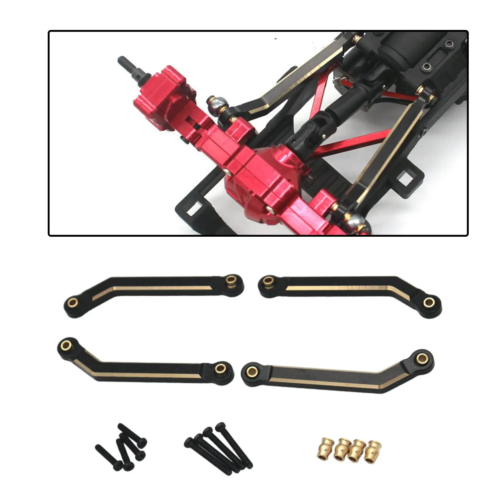 4 Pieces Metal High Clearance Chassis Links Rod Upgrade Parts Brass Suspension Links Set for Fcx24 RC Hobby Car 1:24 Crawler DIY