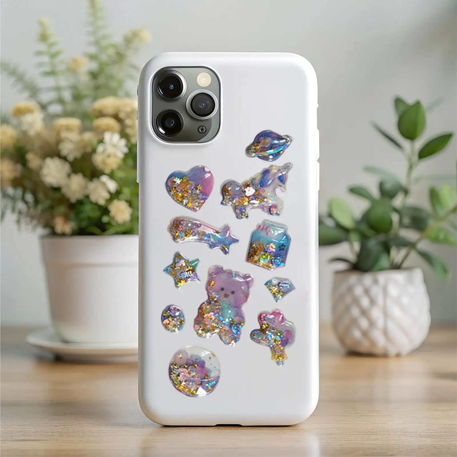 Pegatinas divertidas, calcomanías adhesivas de dibujos animados con lentejuelas y adhesivo brillante, pegatinas pequeñas y bonitas para álbumes de recortes, portátiles, funda de teléfono - imagen 5