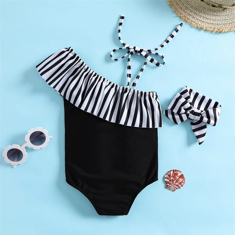 Traje de baño infantil de verano con rayas – Secado rápido sin mangas