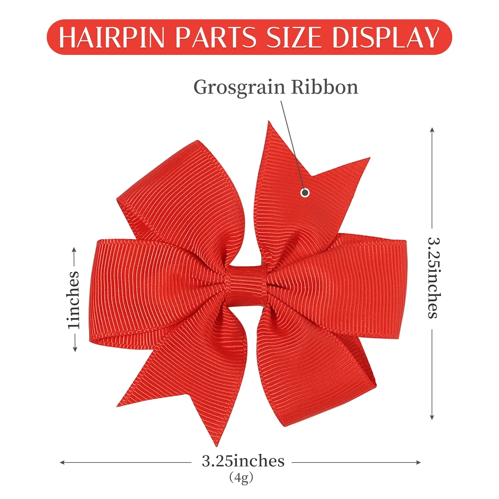 Lazos bebé de cinta grosgrain – Pinzas hechas a mano recién nacido - imagen 2