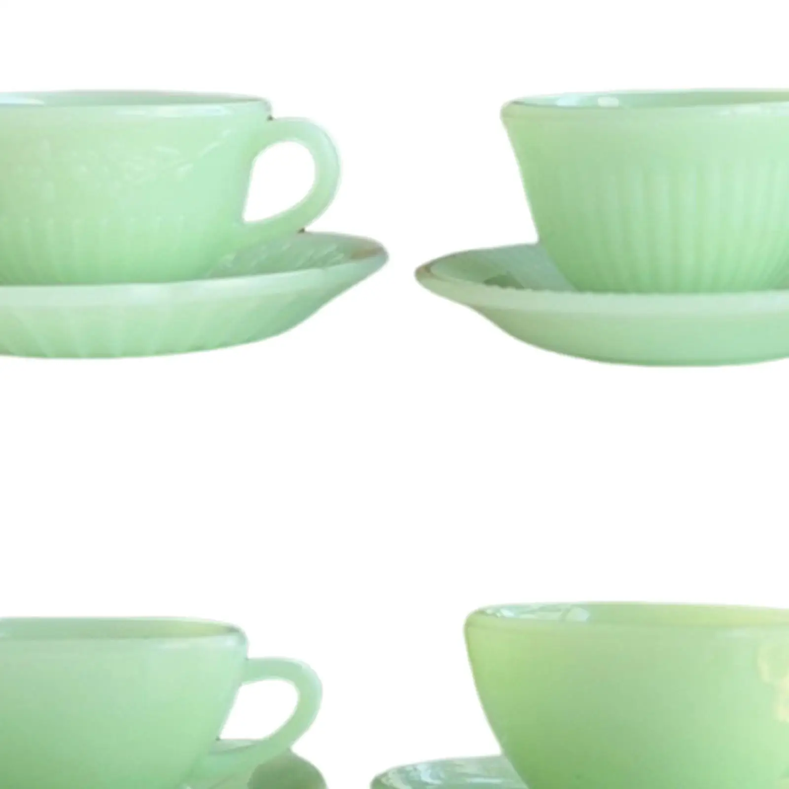 4 Pieces 1/6 Dollhouse Miniature Model Tea Cup and Saucers Set Doll Accessories Decoration for Kitchen Bedroom Home Decor