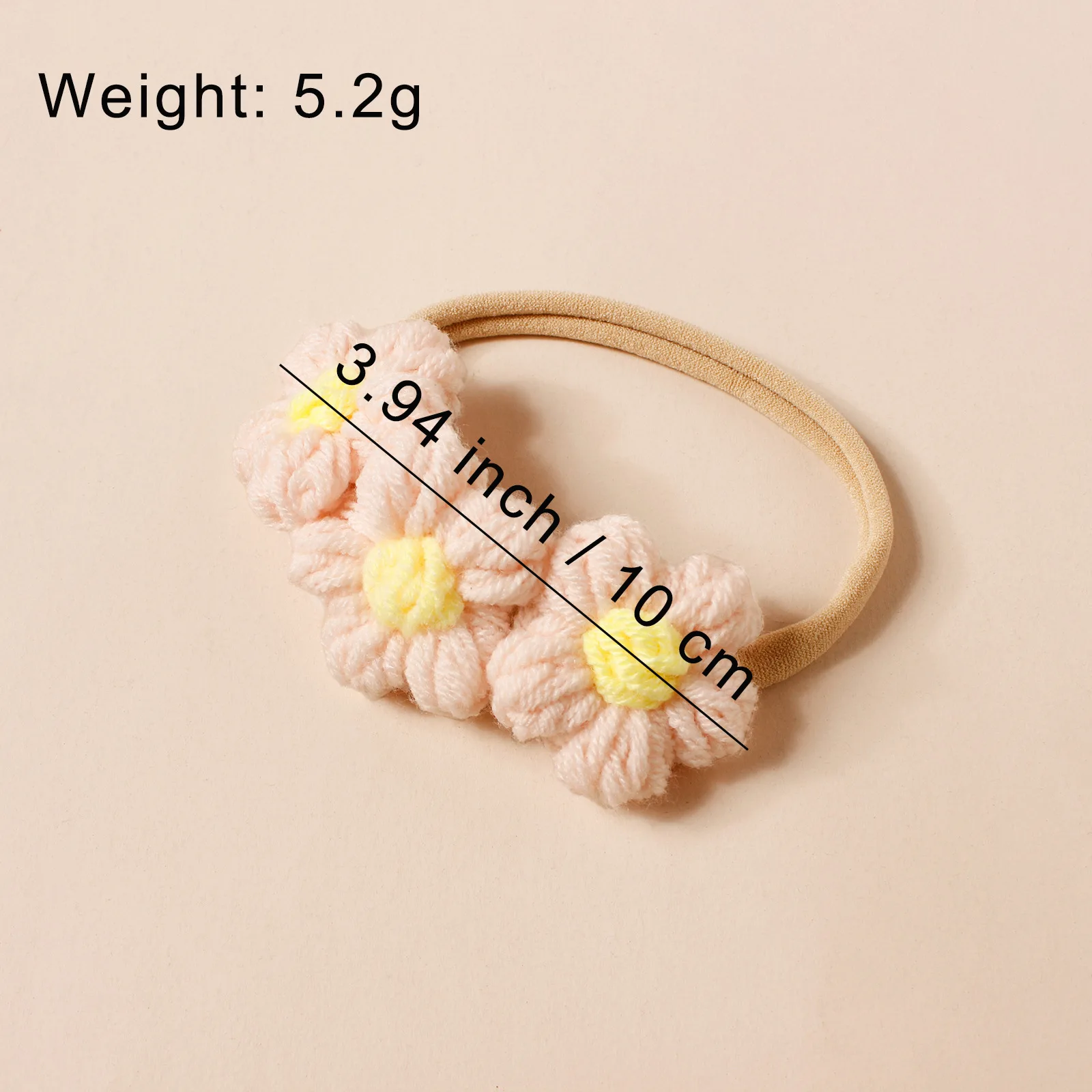 Bonita y encantadora diadema tejida con flores para bebé, diadema tejida para el pelo para niña, gorro suave para recién nacido, accesorios para el cabello tejidos - imagen 5