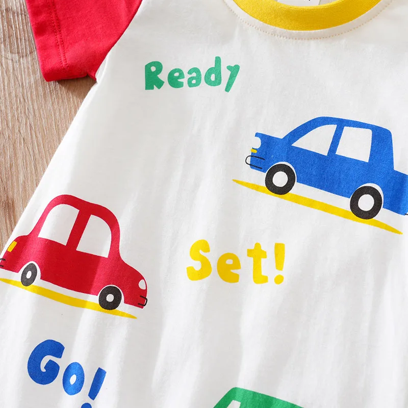 Pelele recién nacido de algodón estampado coche rojo y azul - imagen 2
