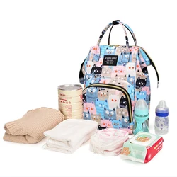 Bolsa de pañales para mamá con estampado infantil, ligera y aislante