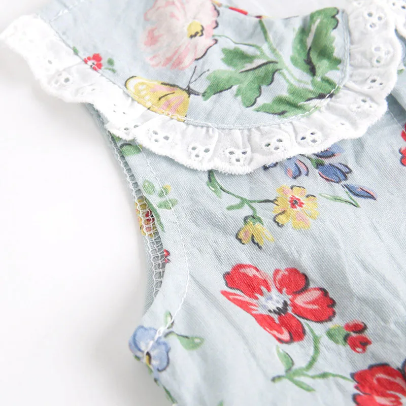 Body de encaje de una pieza sin mangas de estilo fino para niños pequeños, ropa bonita con estampado de flores para niñas de 3 a 24 meses - imagen 5