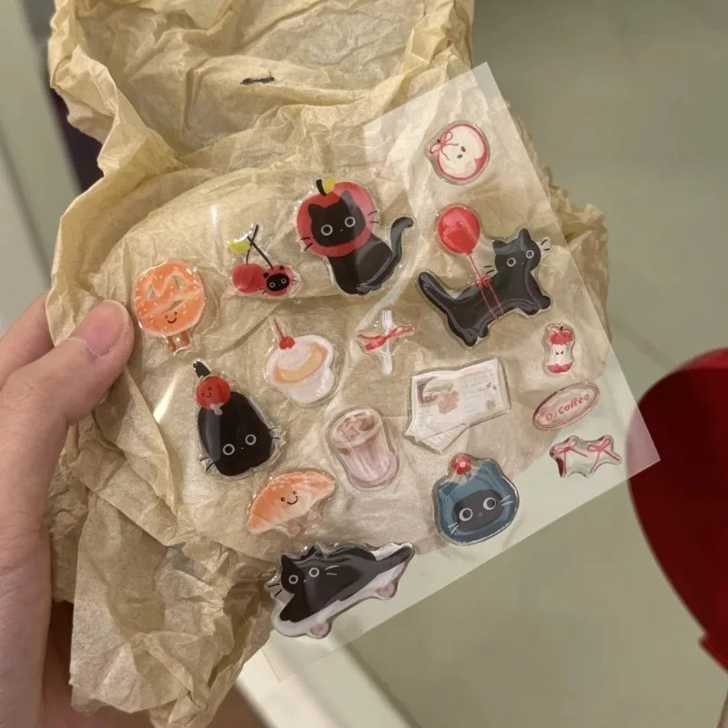 Jelly Relief DIY pegatina coreana Simple Ins viento pequeño gato negro lindo globo pegatinas estéticas suministros escolares - imagen 2