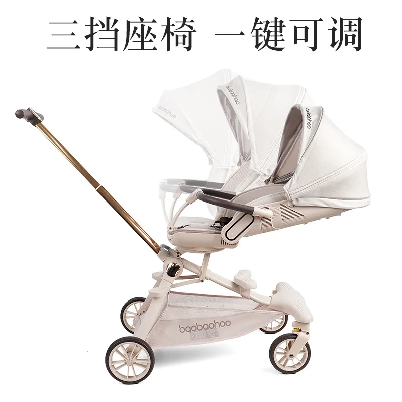 Herramienta para caminar para bebé, cochecito de bebé ligero que puede sentarse y tumbarse, cochecito para caminar de bebé plegable bidireccional de un clic con paisaje alto - imagen 5