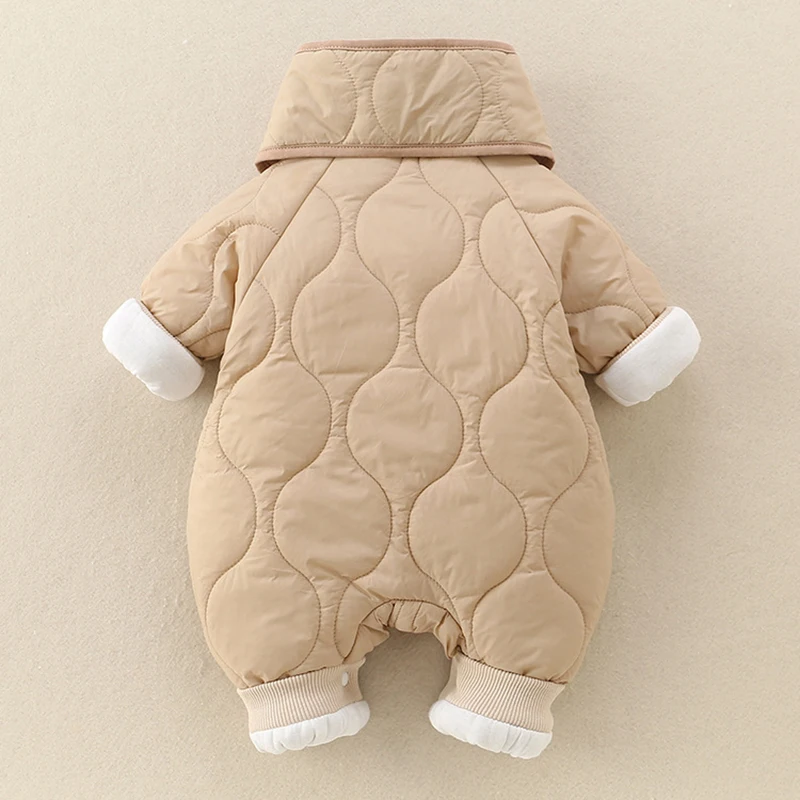 Ropa de bebé de 0 a 2 años, peleles para niños pequeños, forro de piel cálido, monos para niños pequeños, traje para niños pequeños con forro grueso - imagen 5