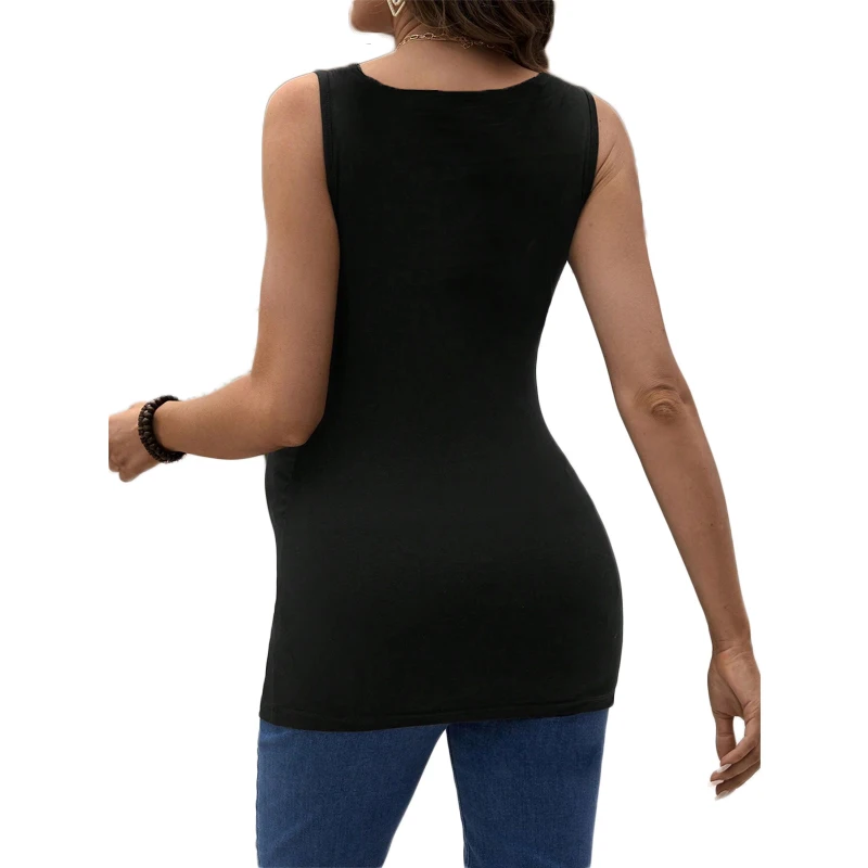 Camisetas sin mangas de maternidad para mujeres embarazadas, chaleco de Yoga atlético sin costuras, camisola fruncida lateral de embarazo - imagen 4