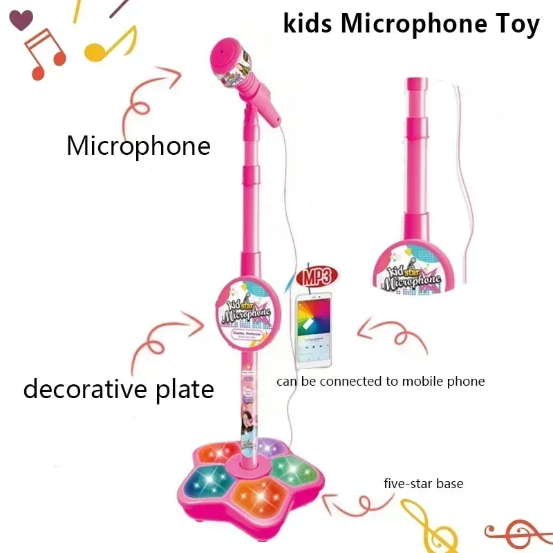 Soporte de micrófono para niños, Karaoke electrónico portátil para niños, soporte de micrófono de Karaoke duradero para fiestas, máquina de Karaoke para niños - imagen 5