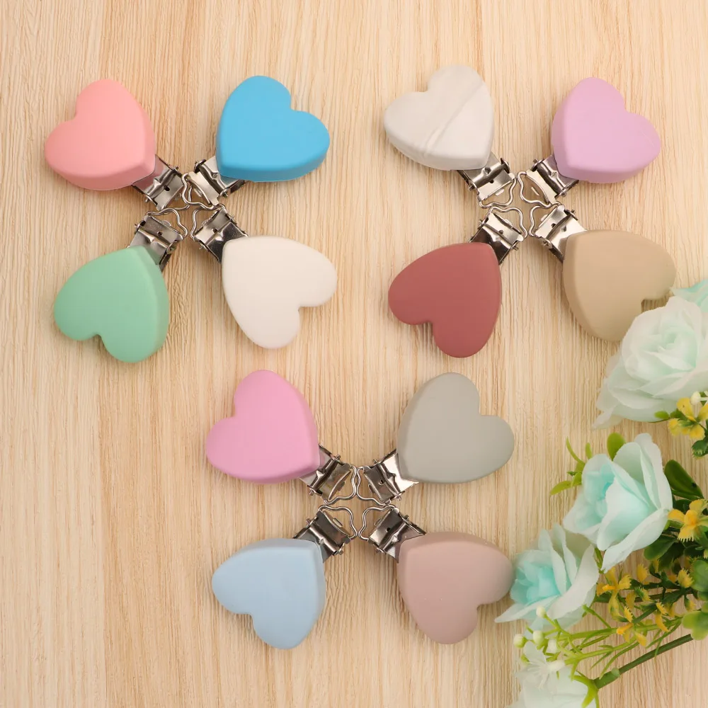 Kovict-Clips para chupete de silicona en forma de corazón, collar de lactancia, accesorios seguros, abrazaderas de cadena para chupete DIY, 3 uds. - imagen 3