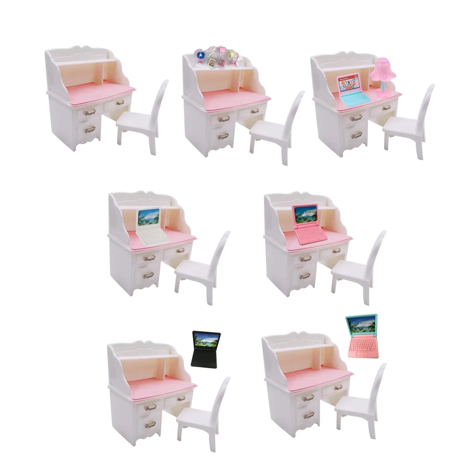 Juego de sillas de escritorio en miniatura para casa de muñecas 1:6, modelo de escena DIY, cuaderno para casa de muñecas - imagen 3