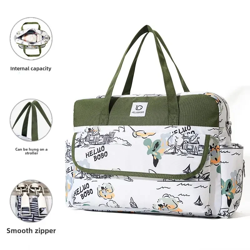 Nueva bolsa de almacenamiento multifuncional para madres y bebés, bolsa colgante para cochecito de nailon de mano con botella aislada, característica impermeable para mamás - imagen 2